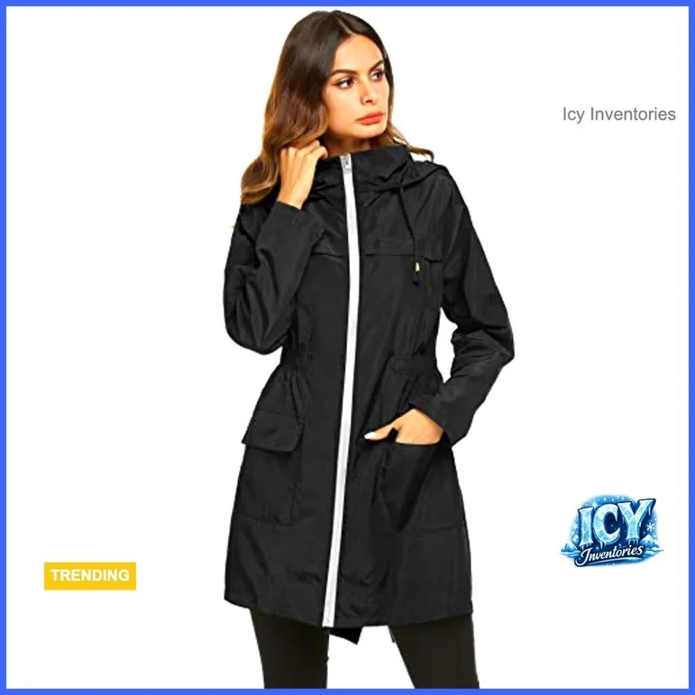 Waterproof Lightweight Rain Jacket Hooded Outdoor Raincoat